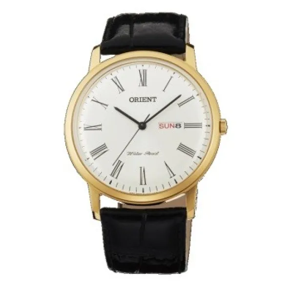 Řemínek Orient UDDYLAB, kožený černý, zlatá přezka (pro model FUG1R)