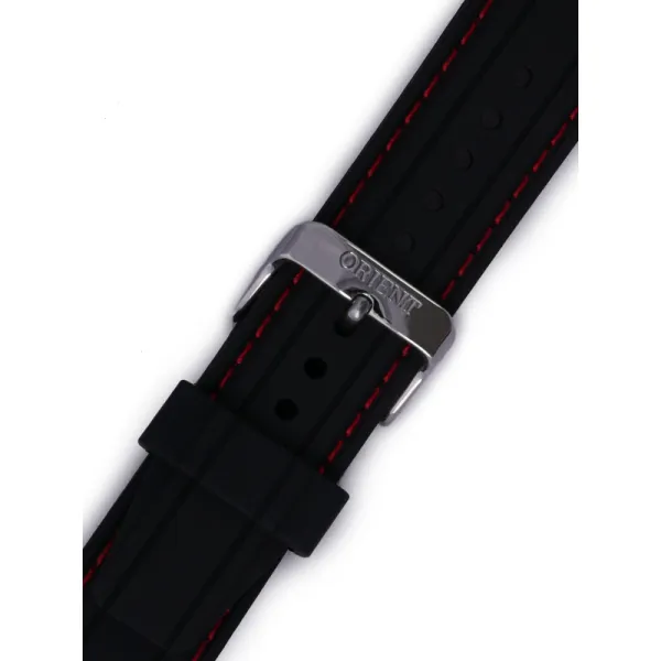 Řemínek Orient VDFCKSW, silikonový černý, stříbrná přezka (pro model FUNG3)