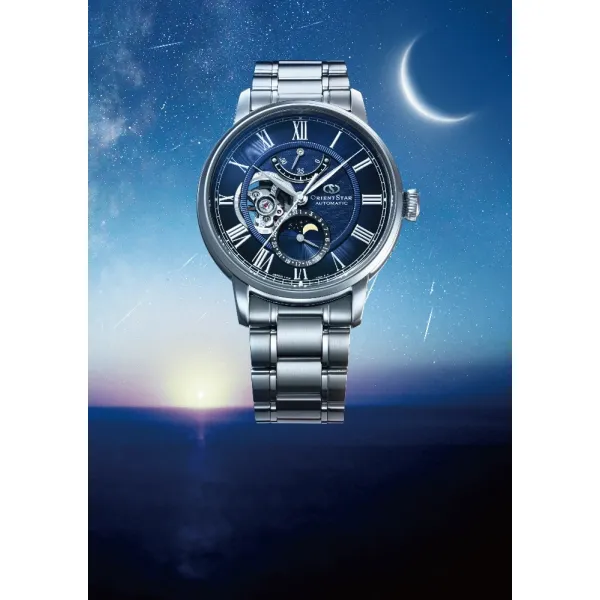 Orient Star Classic M45 F7 Moon Phase Open Heart Automatic RE-BT0006L00B (+ náhradní řemínek)